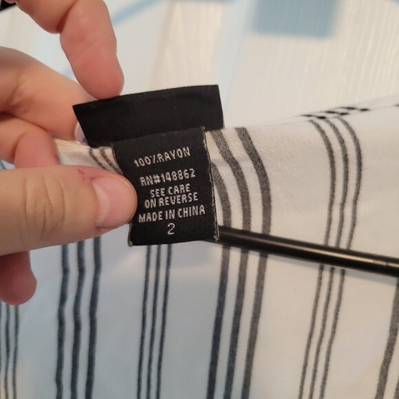 Torrid White Black Stripe Surplice Faux Wrap Top Long Sleeve Plus Shirt 2X - Picture 6 of 8